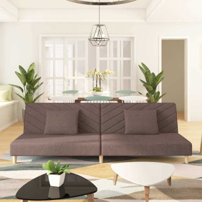 Sofá cama de 2 plazas con dos almohadas tela gris taupe