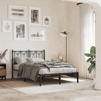 Estructura cama sin colchón con cabecero metal negro 120x190 cm