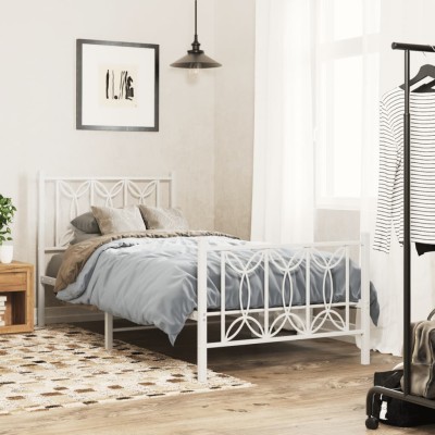 Estructura cama sin colchón con estribo metal blanco 80x200 cm