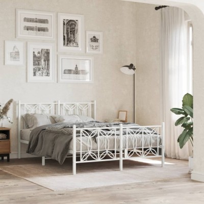 Estructura cama sin colchón con estribo metal blanco 140x200 cm