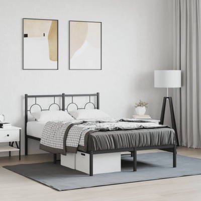 Estructura cama sin colchón con cabecero metal negro 120x190 cm