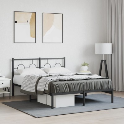 Estructura cama sin colchón con cabecero metal negro 135x190 cm