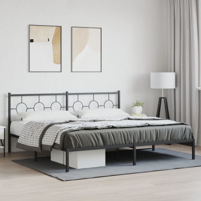 Estructura cama sin colchón con cabecero metal negro 193x203 cm