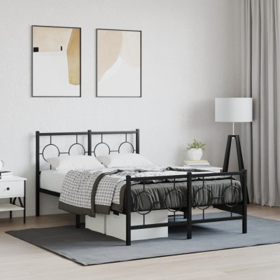 Estructura cama sin colchón con estribo metal negro 120x190 cm