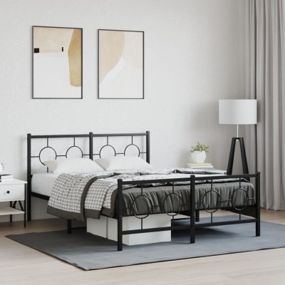 Estructura cama sin colchón con estribo metal negro 140x200 cm