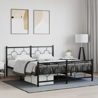 Estructura cama sin colchón con estribo metal negro 150x200 cm