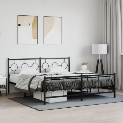 Estructura cama sin colchón con estribo metal negro 183x213 cm