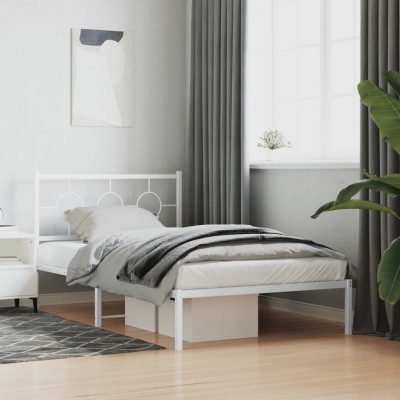 Estructura cama sin colchón con estribo metal blanco 107x203 cm