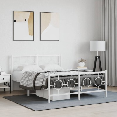 Estructura cama sin colchón con estribo metal blanco 135x190 cm