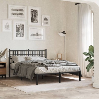 Estructura cama sin colchón con cabecero metal negro 120x200 cm