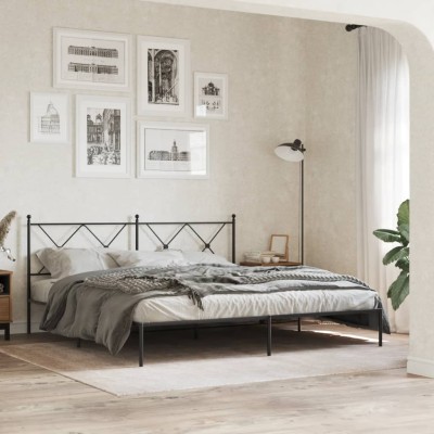 Estructura cama sin colchón con cabecero metal negro 183x213 cm