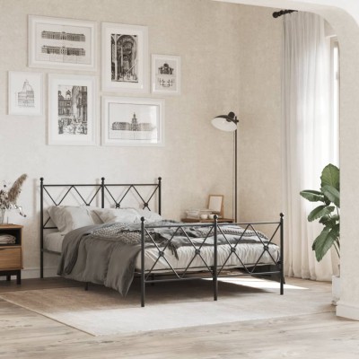 Estructura cama sin colchón con estribo metal negro 120x190 cm