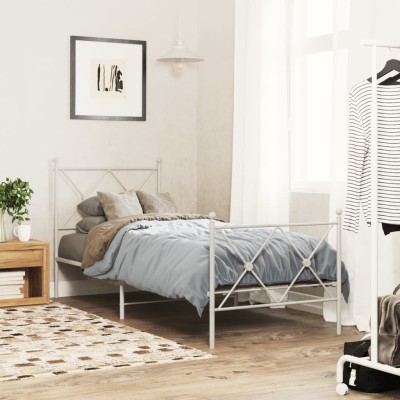 Estructura cama sin colchón con estribo metal blanco 80x200 cm