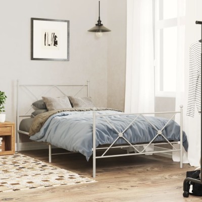Estructura cama sin colchón con estribo metal blanco 100x200 cm