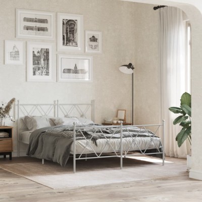 Estructura cama sin colchón con estribo metal blanco 137x190 cm