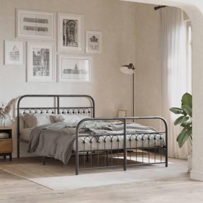 Estructura cama sin colchón con estribo metal negro 137x190 cm