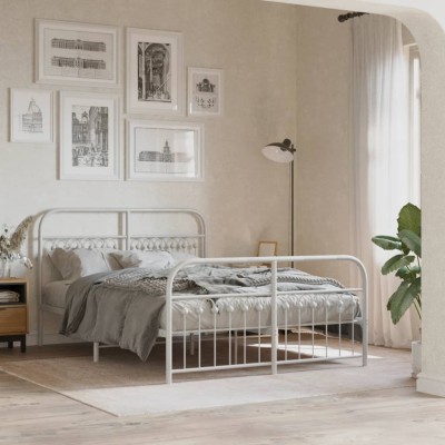 Estructura cama sin colchón con estribo metal blanco 140x200 cm