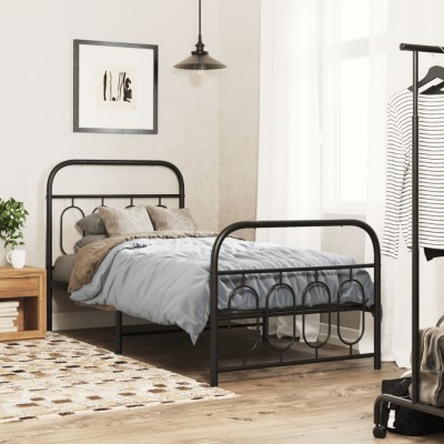 Estructura cama sin colchón con estribo metal negro 80x200 cm