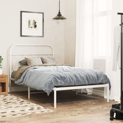 Estructura cama sin colchón con cabecero metal blanco 100x200cm