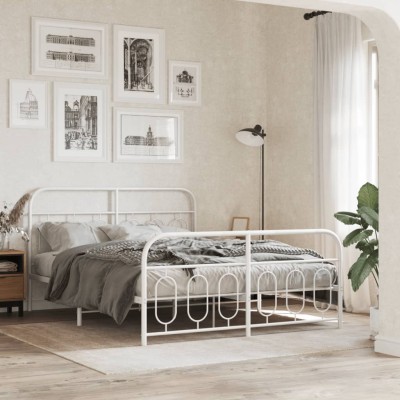 Estructura cama sin colchón con estribo metal blanco 135x190 cm