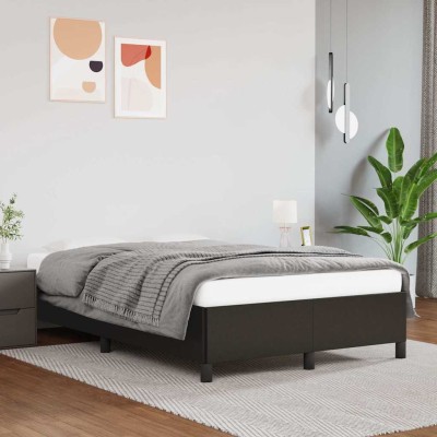 Estructura de cama sin colchón cuero sintético negro 120x190 cm