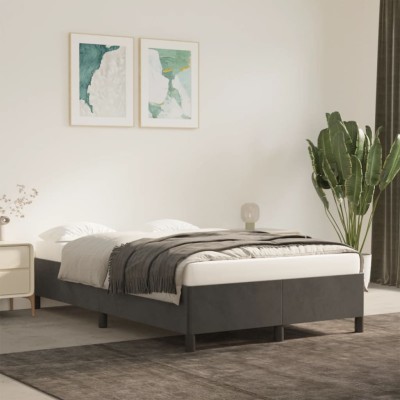 Estructura de cama sin colchón terciopelo gris oscuro 120x190cm