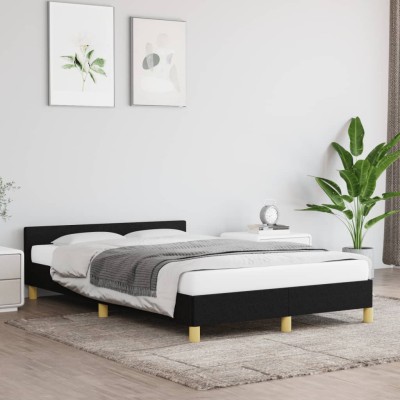 Estructura de cama sin colchón tela negro 120x190 cm