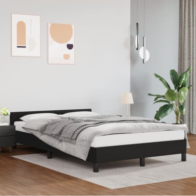 Estructura de cama sin colchón cuero sintético negro 120x190 cm