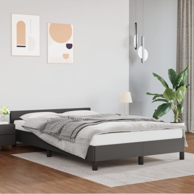 Estructura de cama sin colchón cuero sintético gris 120x190 cm