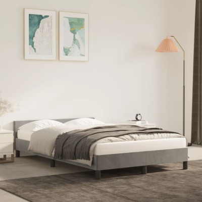 Estructura de cama sin colchón terciopelo gris claro 120x190 cm