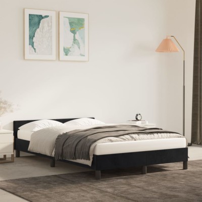 Estructura de cama sin colchón terciopelo negro 120x190 cm