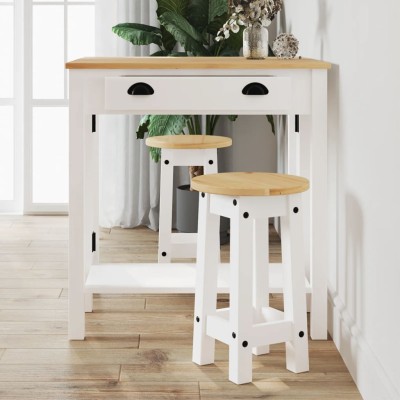 Taburetes altos de cocina 2 uds madera maciza de pino blanco