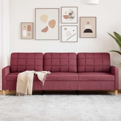 Sofá de 3 plazas de tela rojo tinto 210 cm
