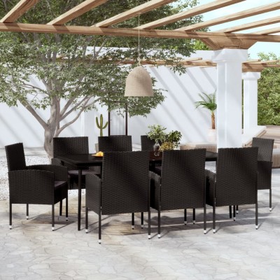 Juego de comedor de jardín 9 piezas negro