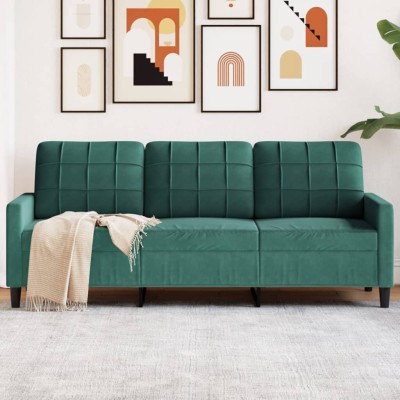 Sofá de 3 plazas terciopelo verde oscuro 180 cm