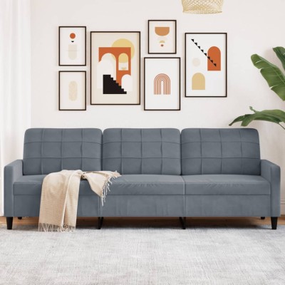 Sofá de 3 plazas terciopelo gris oscuro 210 cm