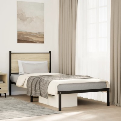 Estructura de cama sin colchón metal roble Sonoma 80x200 cm
