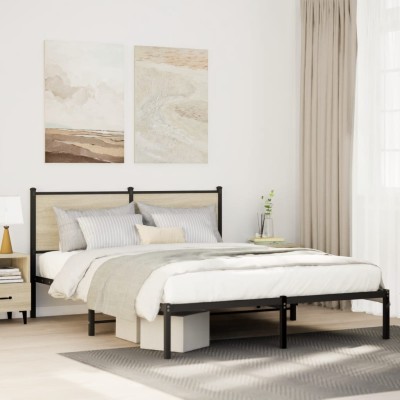 Estructura de cama sin colchón metal roble Sonoma 140x200 cm