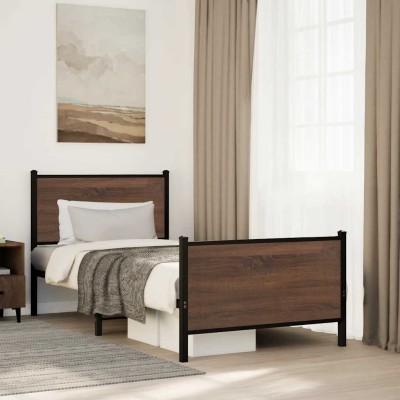 Estructura de cama sin colchón metal marrón roble 80x200 cm