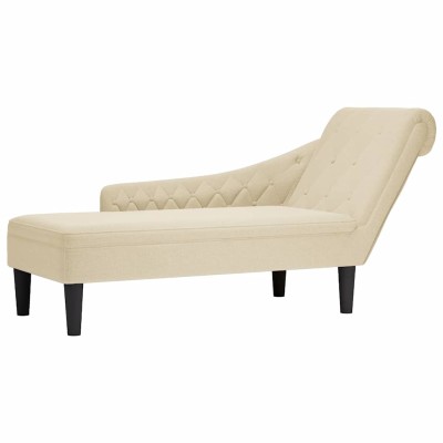 Tumbona con almohada y reposabrazo derecho tela crema