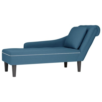 Tumbona con almohada y reposabrazo derecho terciopelo azul