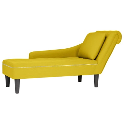 Tumbona con almohada y reposabrazo derecho terciopelo amarillo