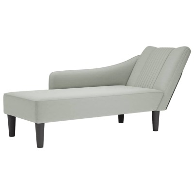 Chaise longue con reposabrazos derecho terciopelo gris claro