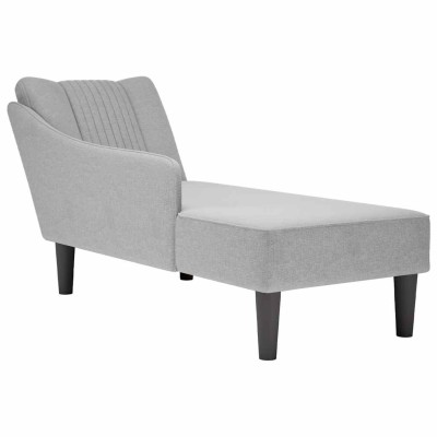 Chaise longue con reposabrazos derecho tela gris nube