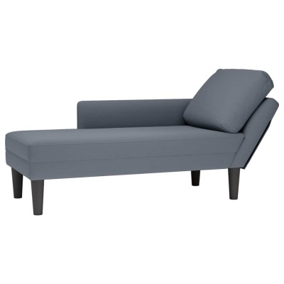 Tumbona con almohada reposabrazo derecho terciopelo gris oscuro