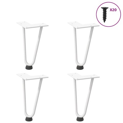 Patas de horquilla para mesa de centro (4 unidades), color blanco, 20 cm, acero macizo