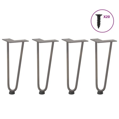 Patas de horquilla para mesa de centro (4 unidades, acero natural, 30 cm, acero macizo)