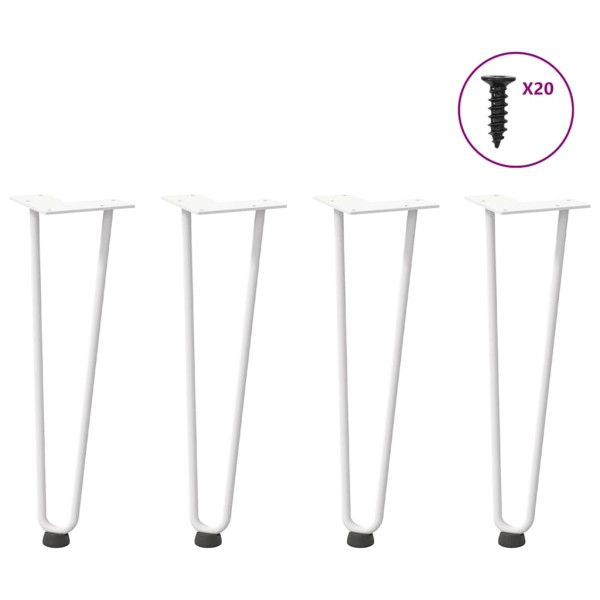 Patas de horquilla para mesa de centro (4 unidades), color blanco, 42 cm, acero macizo