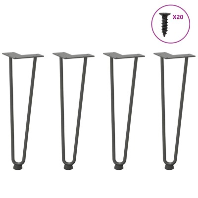 Patas de horquilla para mesa de centro (4 unidades, antracita, 42 cm, acero macizo)