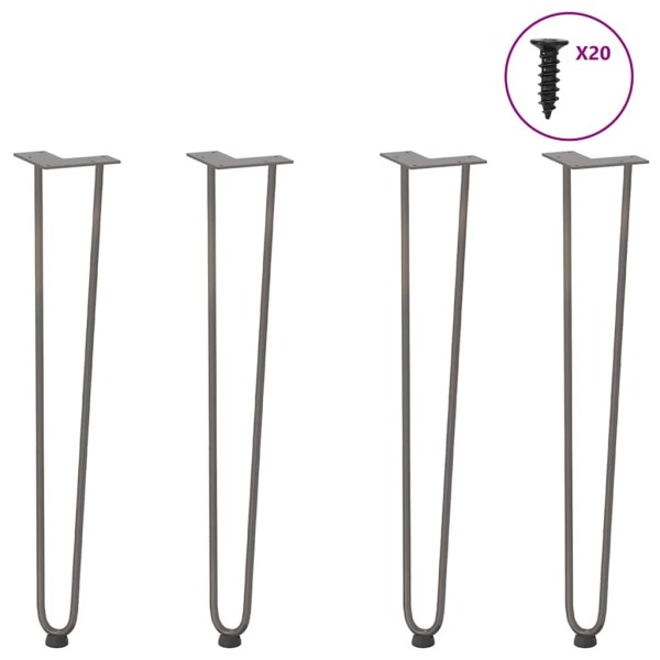 Patas de horquilla para consolas para consolas 4 unidades Acero natural 72 cm Acero macizo